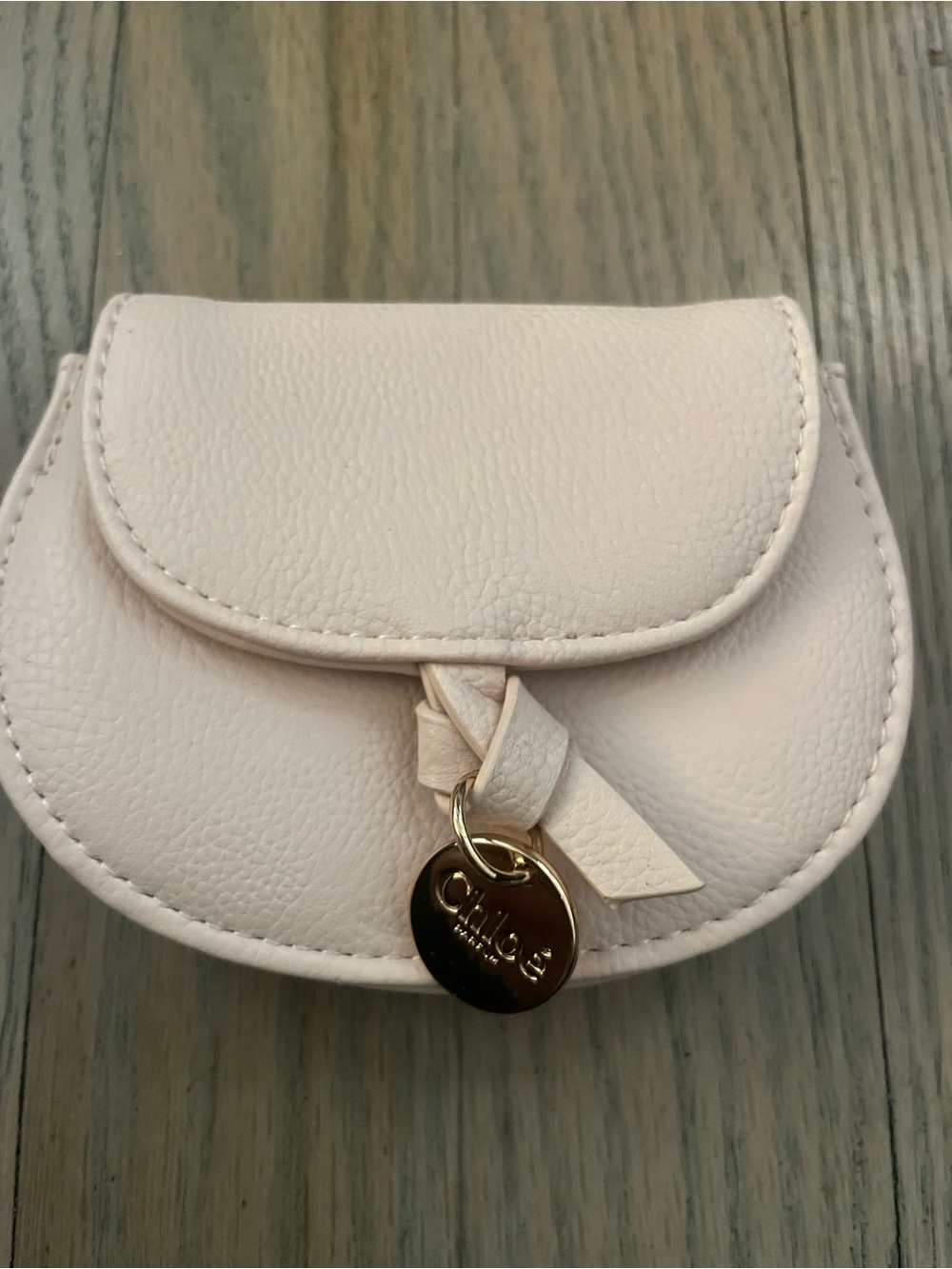 Women’s Cream Mini Saddle wallet/pouchette with Gold Charm